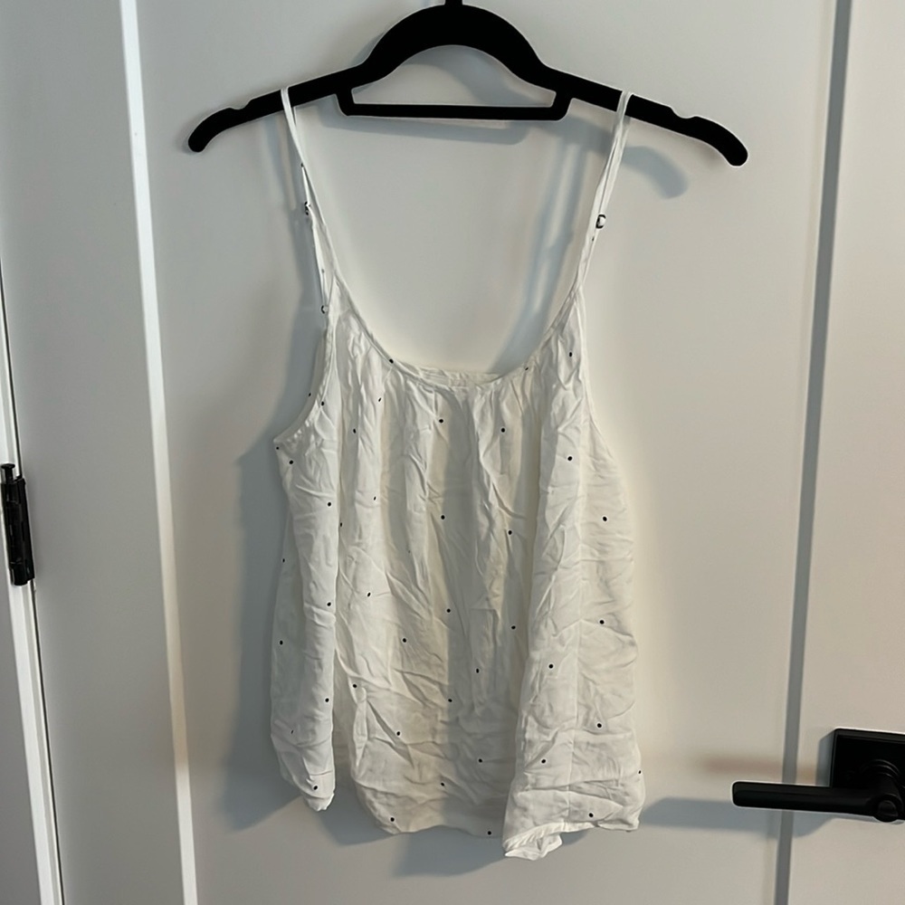 BP Nordstrom Ivory Black Dots Adjustable Tank Straps Crop Cami EUC